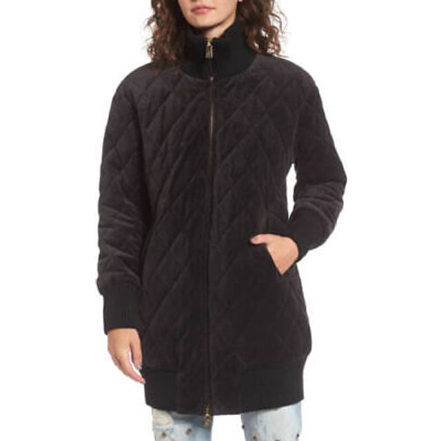 Juicy Couture Black Label Women's Black Velour Quilted Coat