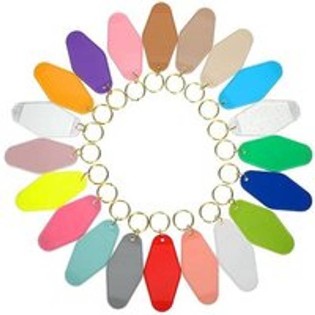 60 Pcs Motel Keychain Blank Bulk Retro Hotel Keychains 20 Colors Rhombus Vintage Key Tags