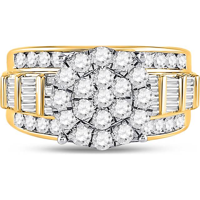GND 114997 2.00 CTW 10KT Yellow Gold Womens Round Diamond Cindys Dream Cluster Bridal Wedding Engagement Ring, Size 7