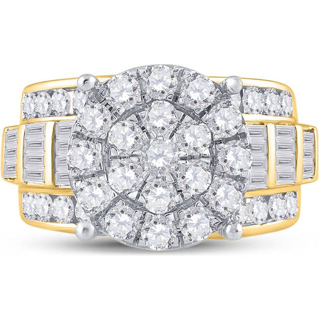 GND 114999 3.00 CTW 10KT Yellow Gold Womens Round Diamond Cluster Bridal Wedding Engagement Ring, Size 7