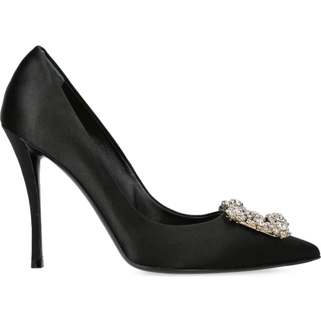 Roger Vivier Satin Flower Strass Pumps 100 - Black - 37.5