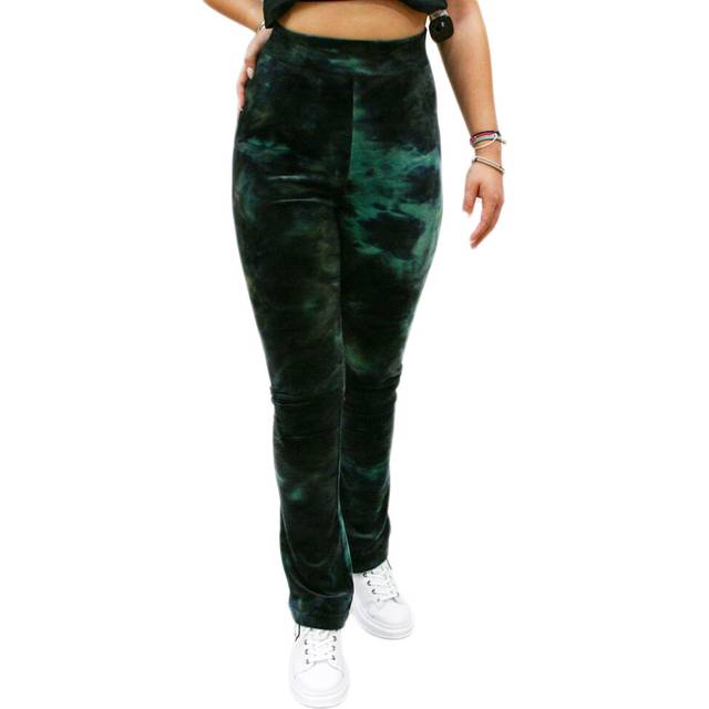 Juicy Couture Freya Tie Dye Velour Flared Green Trouser Bottoms - L