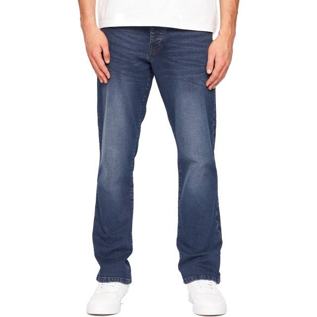 Crosshatch Mens Princed Denim Jeans 40S stålblå färg