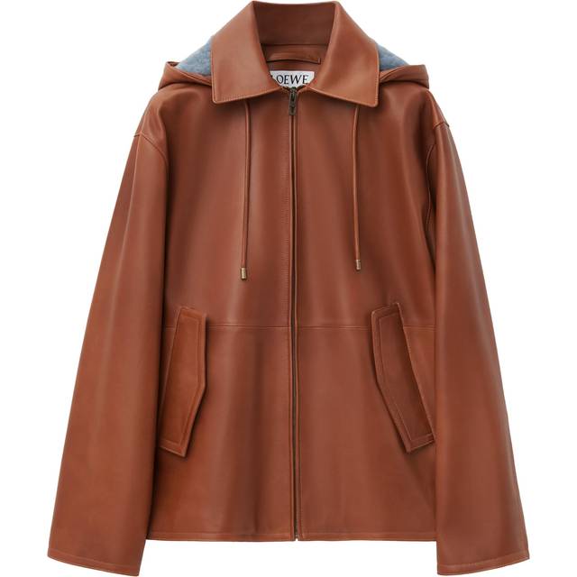 Loewe Leather Hooded Jacket - Brown - 48