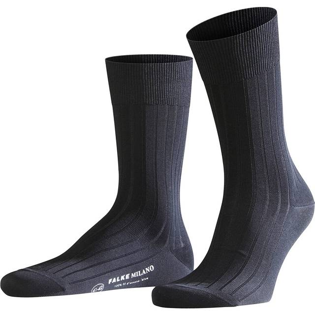Falke Mens Dark Navy Milano Cotton-blend Socks 4344 - DARK NAVY