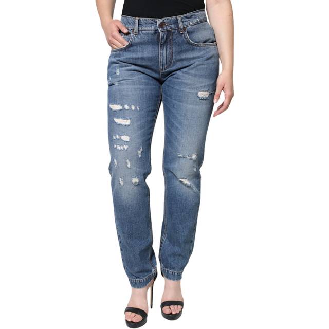 Dolce & Gabbana, Jeans, Dam, S, Denim, Blå Dekorerad Hjärta Skinny Denim Jeans - blue (S)