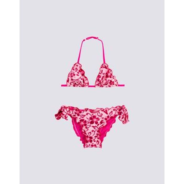 Girl's bikini with hibiscus print sk23 rose 8 - ROSE (8)