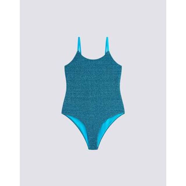 Girl's one-piece swimsuit in lurex sky blue 4 - SKY BLUE (4)