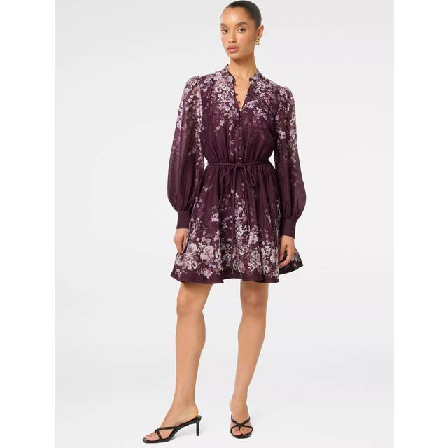 Forever New Petite Anastasia Floral Skater Mini Dress, Berry Oxley