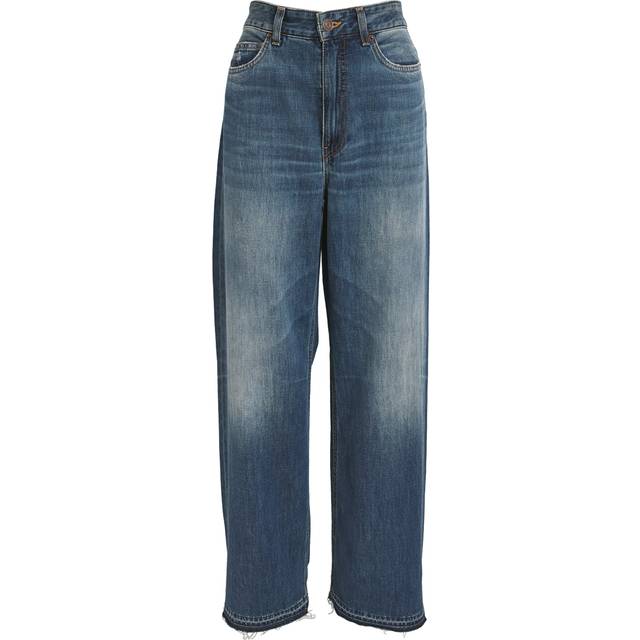 Me and Em Womens Winter Mid Wash Distressed Authentic Baggy Jean Five-pockets Wide-leg High-rise Denim Jeans 25 - WINTER MID WASH