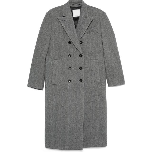 Sportmax - herringbone coat - women - Virgin Wool/Polyamide/Acetate/Viscose - 38 - Black