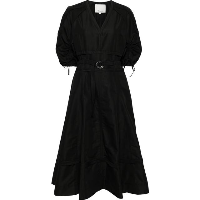3.1 Phillip Lim - gathered sleeves dress - women - Cotton/Polyester - 00 - Black