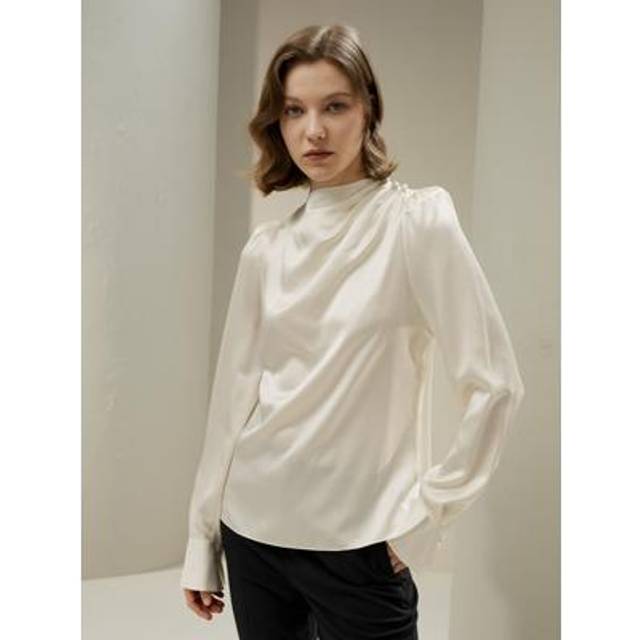 LILYSILK Silk Blouse Women White UK 22 Momme Silk Organic Cuff Sleeve Silk Shirt 16