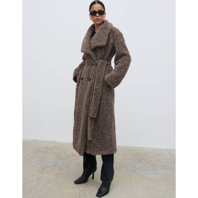 Mahli Shaggy Texture Robe Coat - Taupe, XS