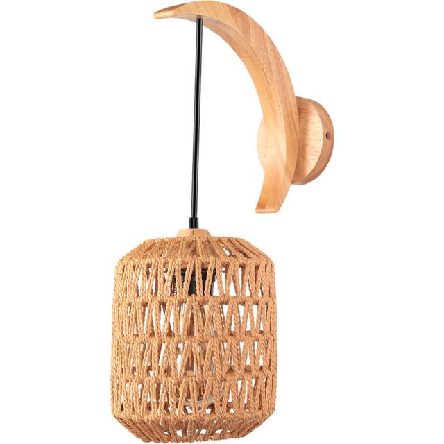 Indoor Cage Wall Light Retro Wall Lamp Hemp Rope Woven Wall Lamp Modern Wall Sconce for Bedroom Living Room Kitchen Cafe