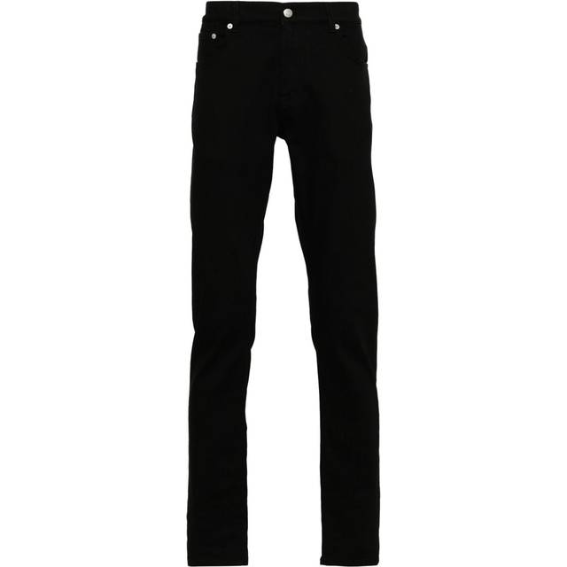 Alexander McQueen - logo-embroidered jeans - men - Cotton/Spandex/Elastane/Polyester/Cotton/Calf Leather/Polyester - 52 - Black