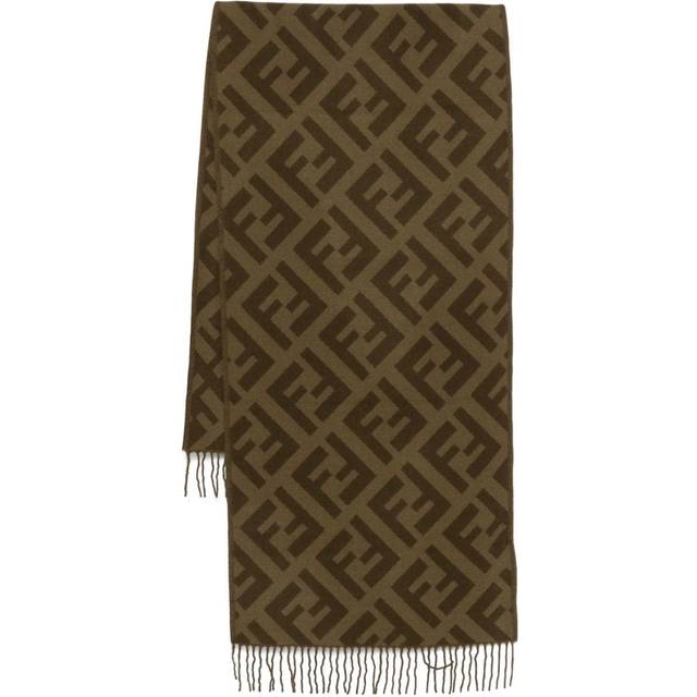 FENDI - FF-jacquard scarf - women - Cashmere - One Size - Green