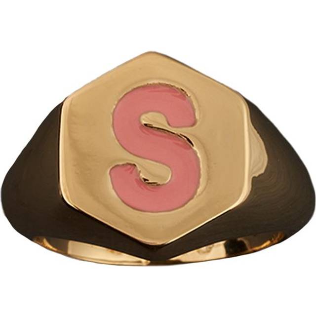 (gold, 12) Anillo Dorado Hexagon Coral Superb Para Mujer