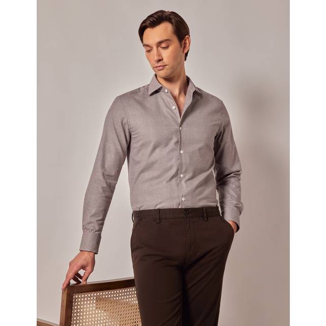 Hawes & Curtis Slim Fit Burgundy & White Prince Of Wales Check Shirt Size: XXL - Burgundy/White