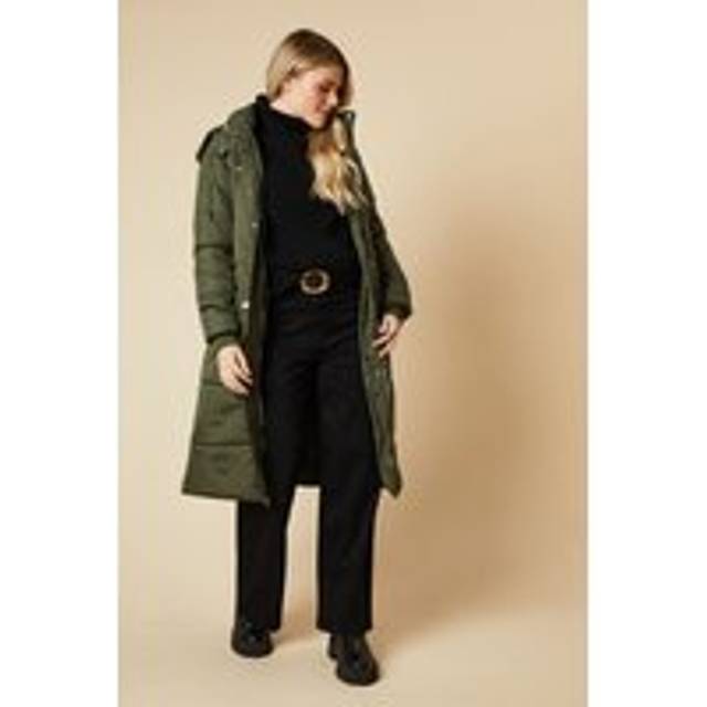 Womens Midi Luxe Quilted Padded Puffer Belted Coat - Bottle Green - 6