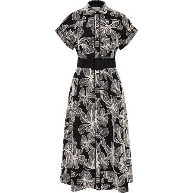 Rebecca Vallance - Amira midi dress - women - Rayon/Cotton/Linen/Flax - 8 - Black