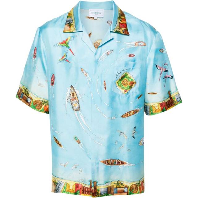 Casablanca - Maison Sur Piloti silk shirt - men - Silk - M - Blue