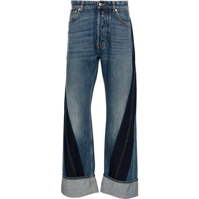 Alexander McQueen - Twisted jeans - men - Cotton/Polyester/Cotton/Calf Leather - 56 - Blue