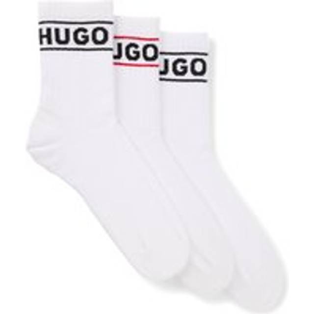 Hugo Boss Women's 3-Pack Sporty Logo Ribbed Women's Socks, White - White/White - Size: EUR 35-38
