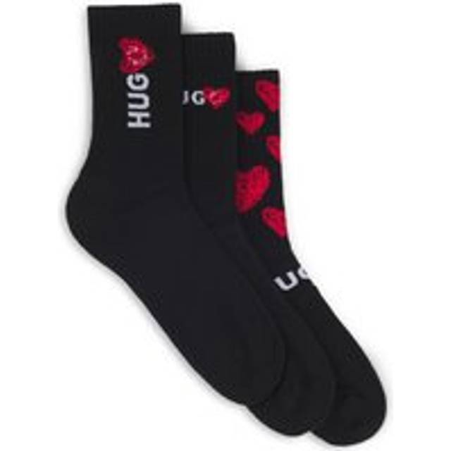 Hugo Boss Men's 3-Pack Hearts Sports Socks Gift Set, Black - Black/Black - Size: 7.5/8/5/5.5/6/6.5/7