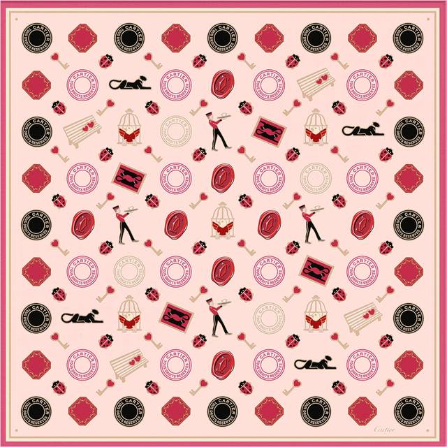 Cartier Womens Pink Diabolo De Logo-print Silk Scarf 1 Size - PINK