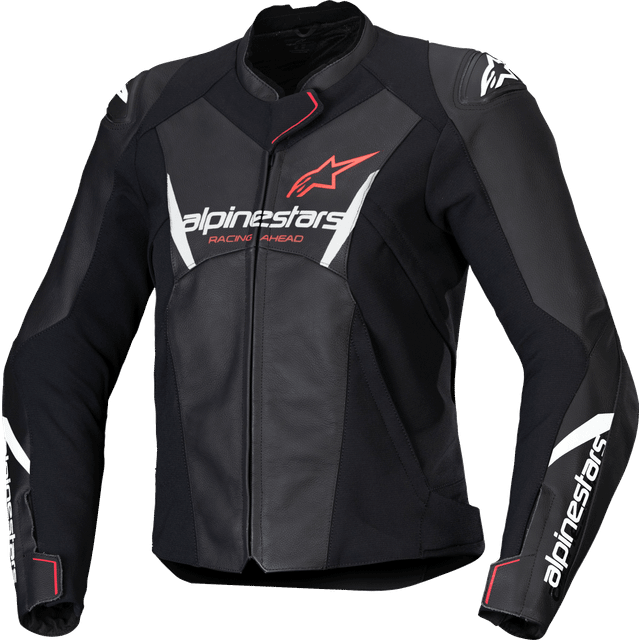 Alpinestars Stella Faster V3 Ladies Motocycle Leather Jacke, black-white-pink-orange, Size 40 for Women