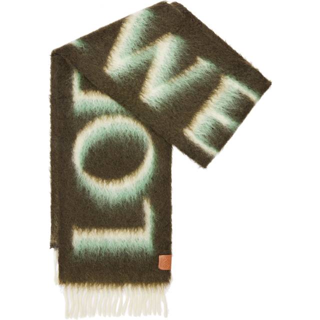 Loewe Logo Intarsia Fringed Wool Scarf - White (N/A)