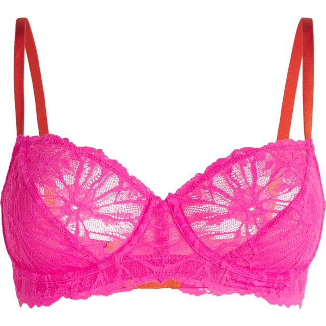 Dora Larsen Womens Bright Pink Flora Balconette Recycled-nylon Bra 32b - BRIGHT PINK