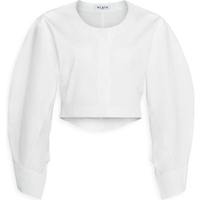 Alaïa Puff-Sleeve Cropped Blouse - White - 36