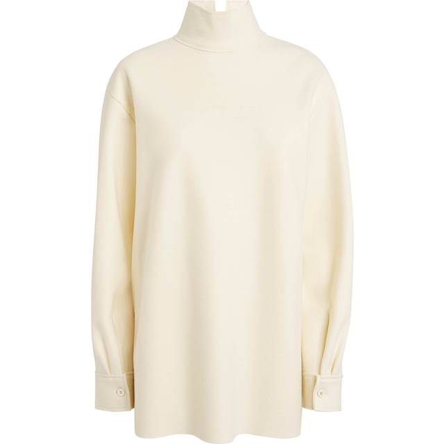 Jil Sander Wool-Blend High-Neck Blouse - White - 34