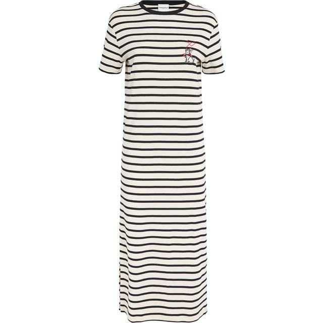 Claudie Pierlot Womens Divers Striped Short-sleeved Cotton-jersey Maxi Dresss L