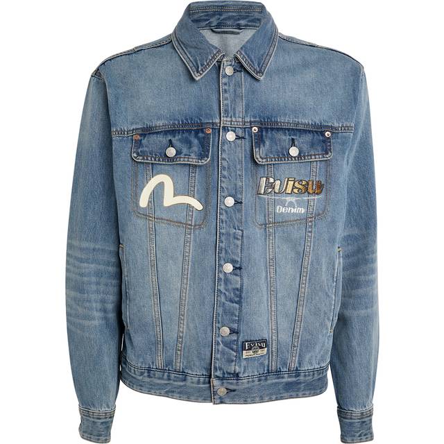 Evisu Embroidered-Logo Denim Jacket - Blue