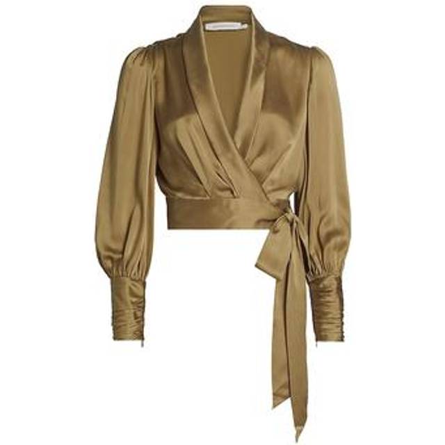 Silk Wrap Top - KHAKI - 1 (US 6)