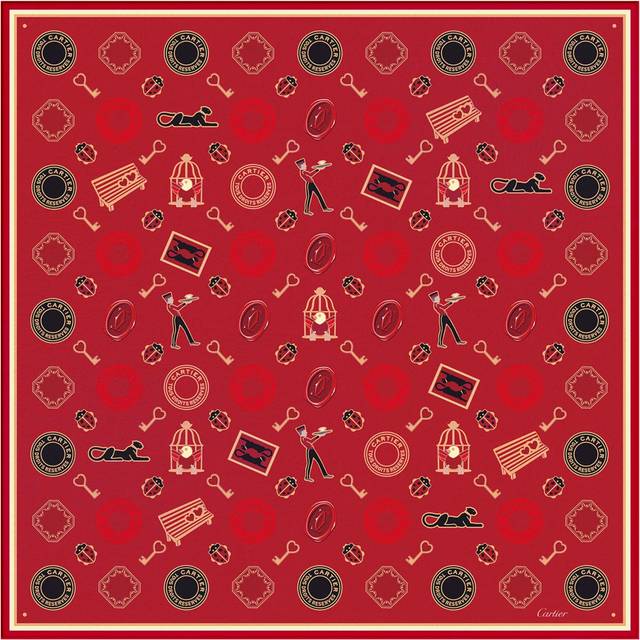 Silk Diabolo de Cartier Scarf - Burgundy - One size