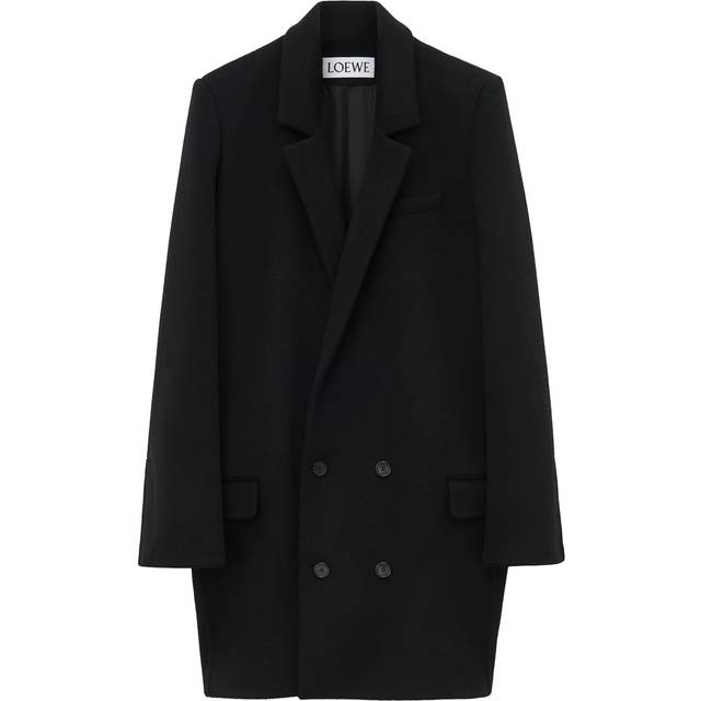 Loewe Womens Black Oversized Double-breasted Wool Coat 6 - BLACK