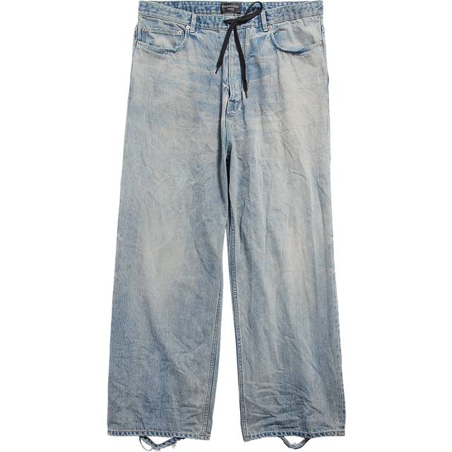 Balenciaga Distressed Drawstring Wide-Leg Jeans - Red - XS