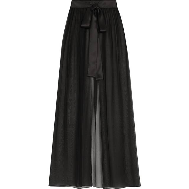 Dolce & Gabbana Long Silk Chiffon Skirt With Belt - Woman Skirts Black Silk 36