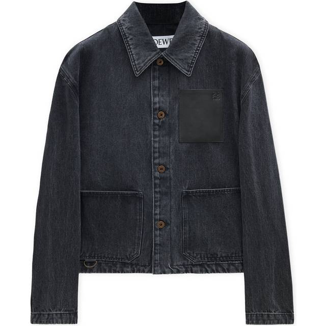 Loewe Leather-Trim Denim Jacket - Black - 44