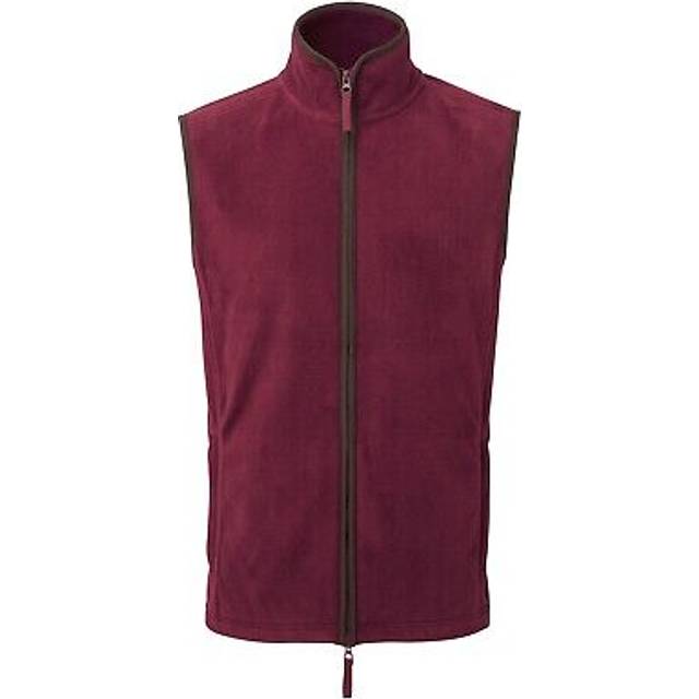 (L, Burgundy/Brown) Premier Mens Artisan Fleece Gilet