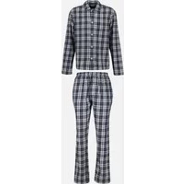 GANT Men's Plaid Check Flannel Pyjamas Gift Set, Evening Blue - Size: S