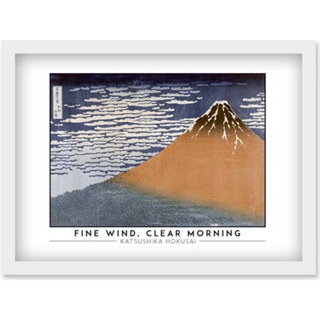 Katsushika Hokusai Fine Wind, Clear Morning Mount Fuji Painting Artwork Framed Wall Art Print A4 - White - One Size
