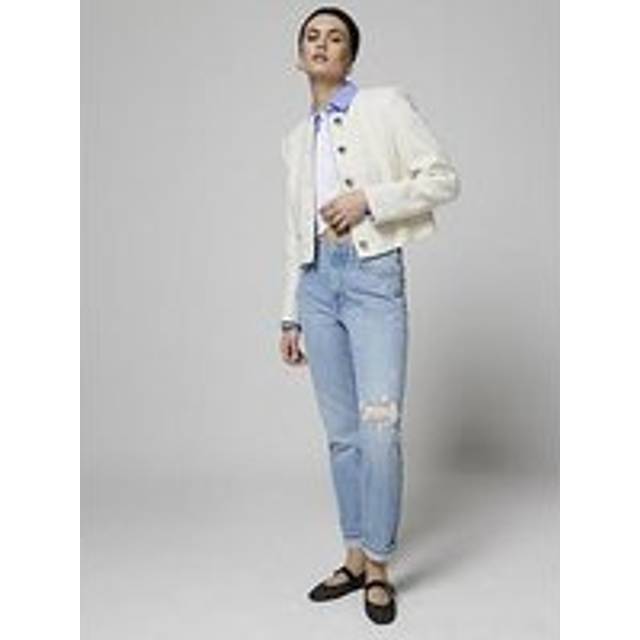 River Island Womens Blue High Waisted Ripped Mom Jeans - 18L