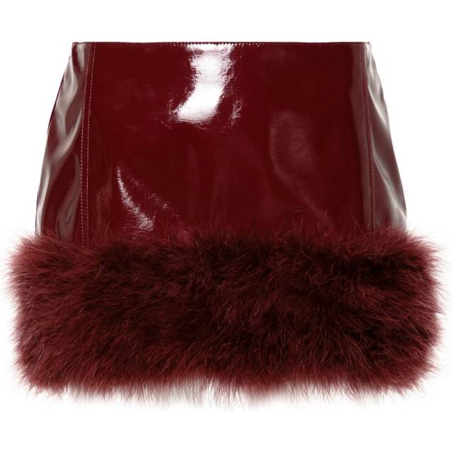 Blumarine - feather-appliqué patent mini skirt - women - Polyester/Polyester/Viscose/Polyurethane - 38 - Red