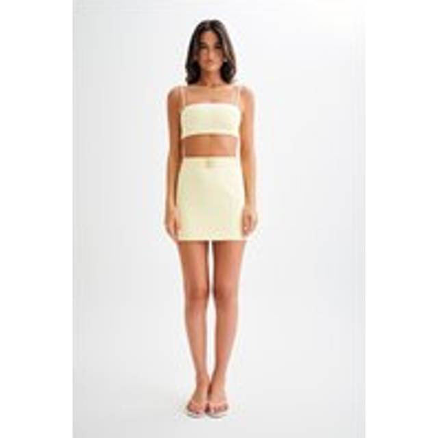 Letitia Suiting Mini Skirt With Buckle - Pastel Lemon - XS