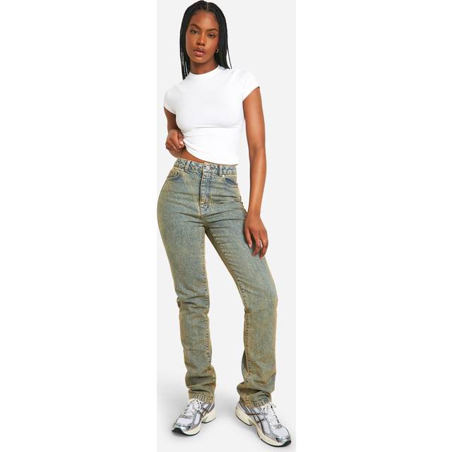 Womens Tall Basics High Waisted Straight Leg Jeans - Beige - 8, Beige
